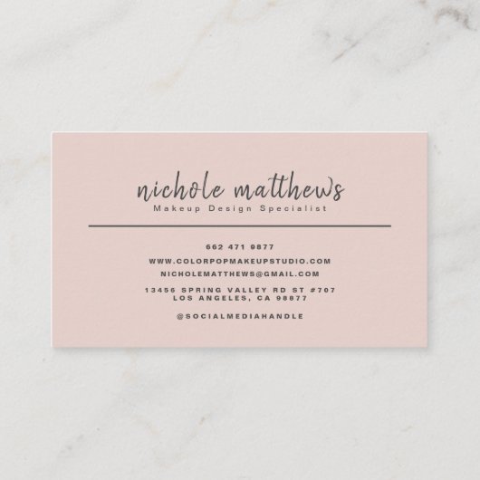 書モダン道フェミニンメイクアップアーティスト 名刺 (裏面)