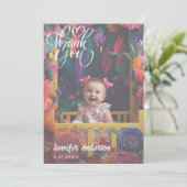 書モダン道フルカスタムフォトベビーシャワー サンキューカード (スタンド正面)