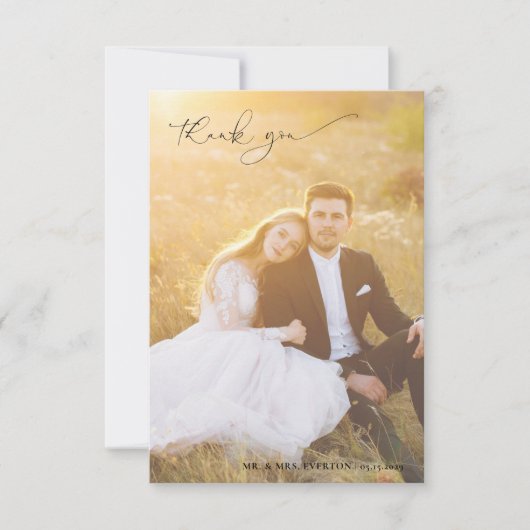 書モダン道フルブリード結婚写真 サンキューカード (正面)