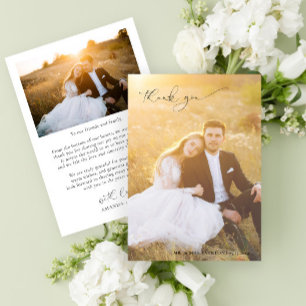 書モダン道フルブリード結婚写真 サンキューカード