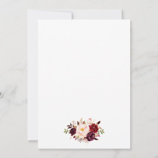 書モダン道ブルゴーニュフローラ結婚ズストライプの 招待状 (裏面)