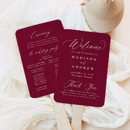 書モダン道ブルゴーニュ結婚式 プログラム ハンドファン