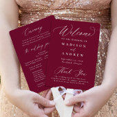 書モダン道ブルゴーニュ結婚式 プログラム ハンドファン