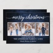 書モダン道ブルーウッドクリスマス3写真 シーズンカード (正面/裏面)