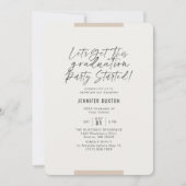 書モダン道ベージュ卒業党 招待状 (正面)