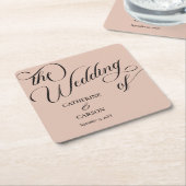 書モダン道ベージュ結婚ズ スクエアペーパーコースター (アングル)