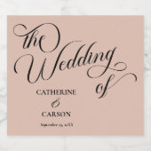 書モダン道ベージュ結婚ズ スパークリングワインラベル (シングルラベル)