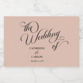 書モダン道ベージュ結婚ズ スパークリングワインラベル (シングルラベル)