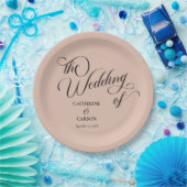 書モダン道ベージュ結婚ズ ペーパープレート (パーティー)