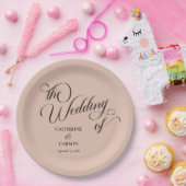 書モダン道ベージュ結婚ズ ペーパープレート (パーティー)