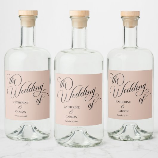書モダン道ベージュ結婚ズ リキュールボトルラベル (ボトル)