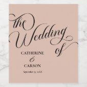 書モダン道ベージュ結婚ズ ワインラベル (シングルラベル)