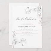 書モダン道ホワイトランブライダルシャワー 招待状 (正面/裏面)