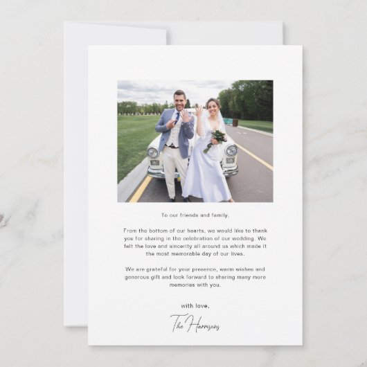 書モダン道マグノリアの結婚写真 サンキューカード (裏面)