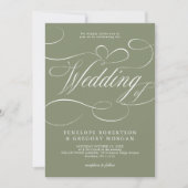 書モダン道ミニマリストSage Green結婚's 招待状 (正面)