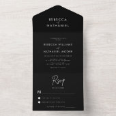 書モダン道ミニマル白黒結婚ズ オールインワン招待状 (内側)