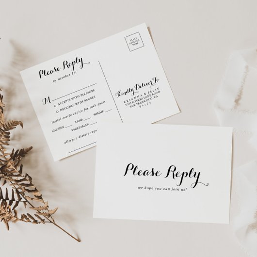 書モダン道メニュー選択RSVPポストカード ポストカード