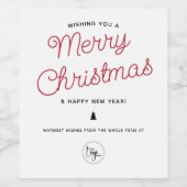 書モダン道メリークリスマスあなたのロゴを追加 ワインラベル (シングルラベル)