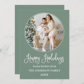 書モダン道ラウンドフォトフレームSage Green シーズンカード (正面/裏面)