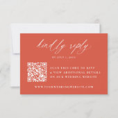 書モダン道ヴェローナ夕日QRコード結婚s 出欠カード (正面)