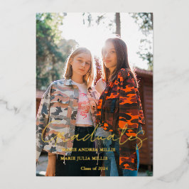 書モダン道共同大学院写真卒業 箔招待状