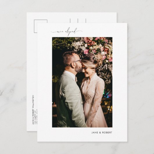 書モダン道写真たった今結婚しました落ち込み 案内ポストカード (正面/裏面)