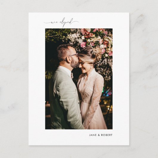 書モダン道写真たった今結婚しました落ち込み 案内ポストカード (正面)