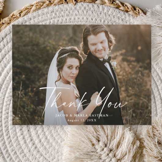 書モダン道写真のスクリプ結婚ト サンキューカード