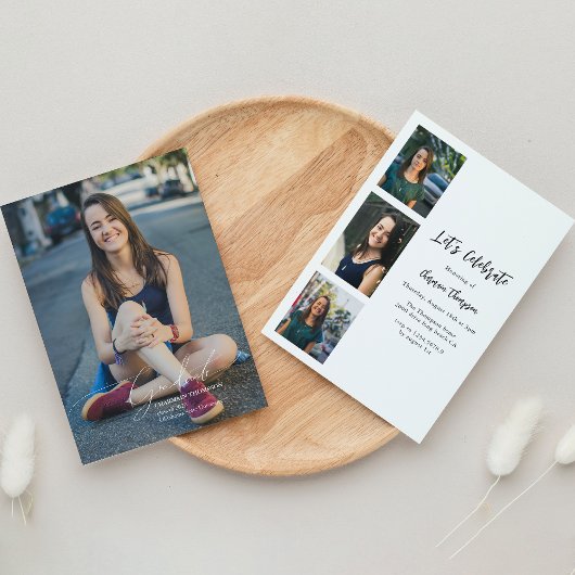 書モダン道写真の卒業 招待状