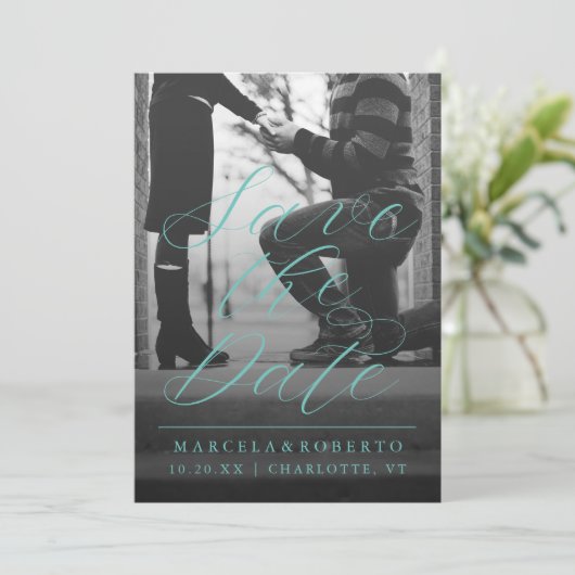 書モダン道写真アクアグリーン セーブザデート (スタンド正面)