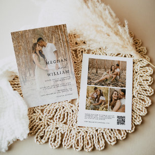 書モダン道写真コラージュQRコード結婚 招待状