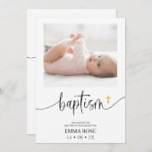 書モダン道写真バプテスマ 招待状 (正面/裏面)