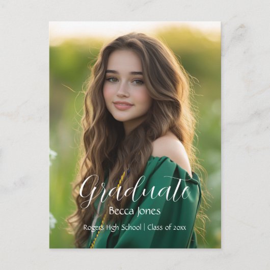 書モダン道写真卒業招待状 ポストカード (正面)