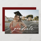 書モダン道写真卒業水平 案内状 (正面/裏面)