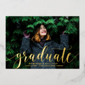 書モダン道写真卒業金ゴールド 箔招待状 (正面)