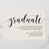 書モダン道写真卒業金ゴールド 箔招待状 (裏面)