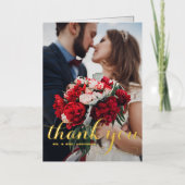 書モダン道写真結婚有難う 箔グリーティングカード (正面)