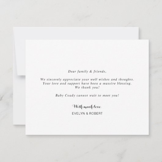 書モダン道写真誕生発表証 サンキューカード (裏面)