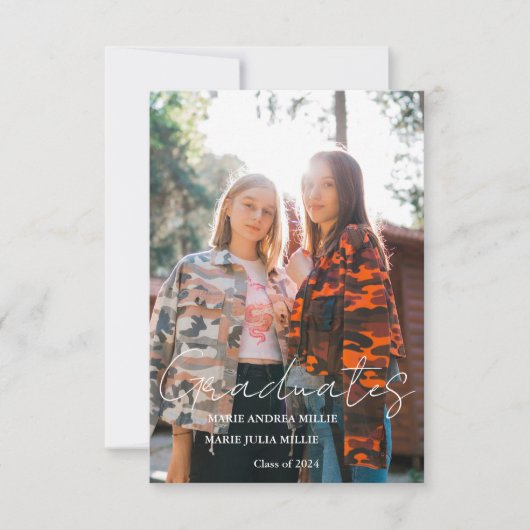 書モダン道双生写真卒業 招待状 (正面)