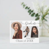 書モダン道台本ホワイト3写真卒業 ポストカード (スタンド正面)