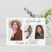 書モダン道台本ホワイト3写真卒業 案内状 (スタンド正面)