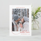 書モダン道台本レッド3写真クリスマス シーズンカード (スタンド正面)