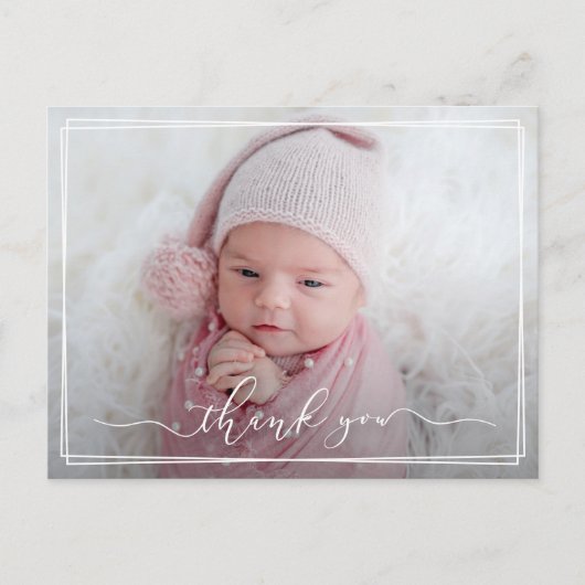 書モダン道新生児ありがとう写真誕生 ポストカード (正面)