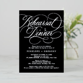 書モダン道時間シルバーリハーサルディナー 箔招待状