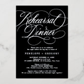 書モダン道時間シルバーリハーサルディナー 箔招待状 (正面)