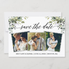 書モダン道水彩緑3枚フォト セーブザデート