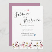 書モダン道水彩野結婚花 招待状 (正面/裏面)