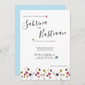 書モダン道水彩野結婚花 招待状 (正面/裏面)