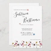 書モダン道水彩野結婚花 招待状 (正面/裏面)