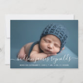 書モダン道男の赤ちゃん写真コラージュ誕生 案内状 (正面)